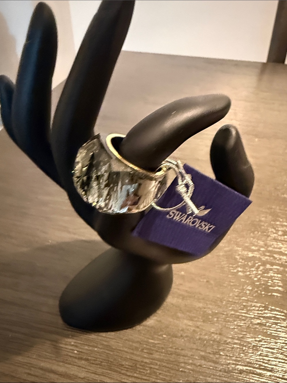 NWT!! SWAROVSKI SMOKY GRAY / BLK RING SZ 7 / 55 - Picture 2 of 5